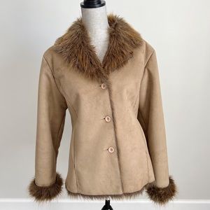 Brandon Thomas Faux Fur Faux Suede Coat Size Medium